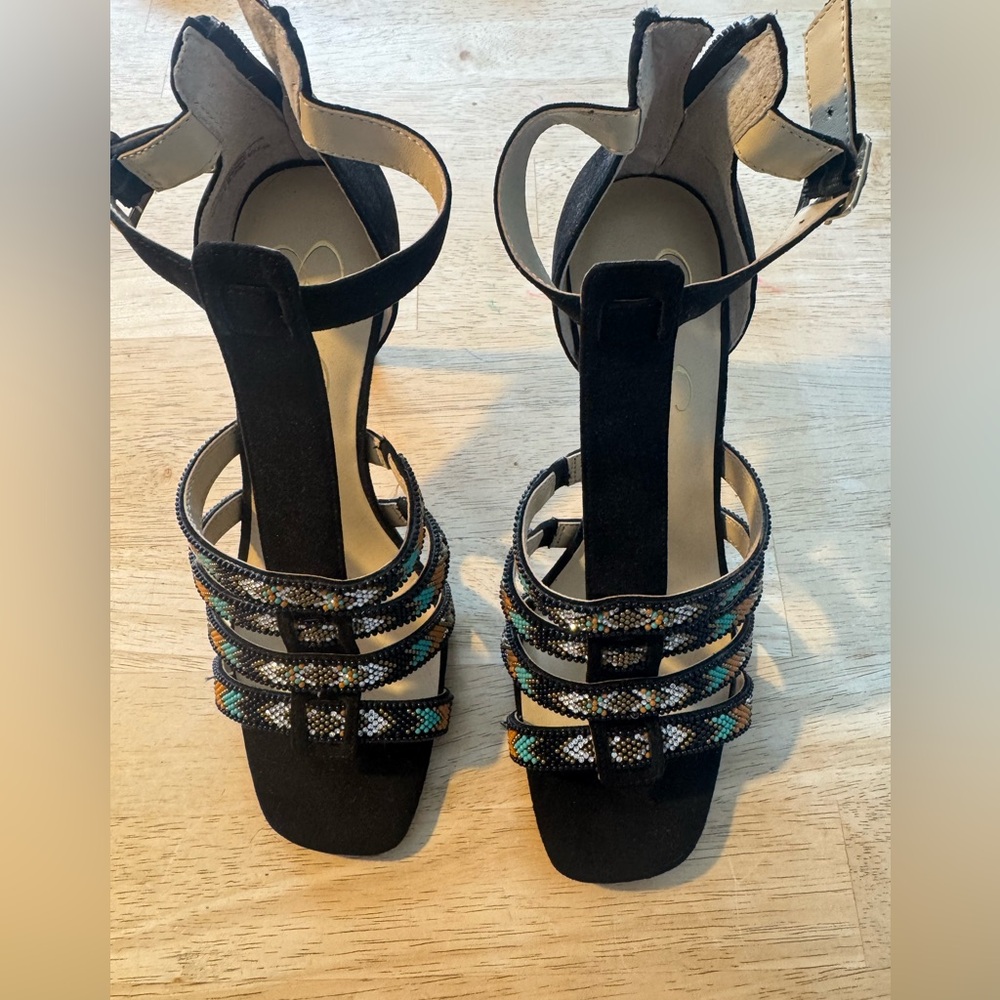 Jessica Simpson size 10 Black and Multicolor Strappy Women's Sandals
